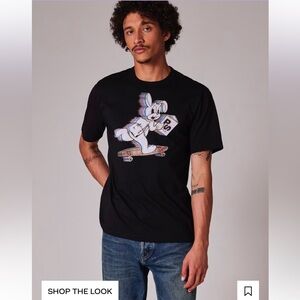 Paul Smith Black Skate Bunny Print T-Shirt Graphic Tee Shirt Short Sleeve TShirt